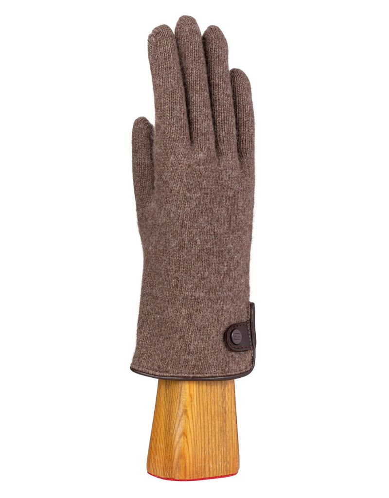 Santacana NST-LC-21 Wool and Cashmere Gloves Leather Badge - Vison