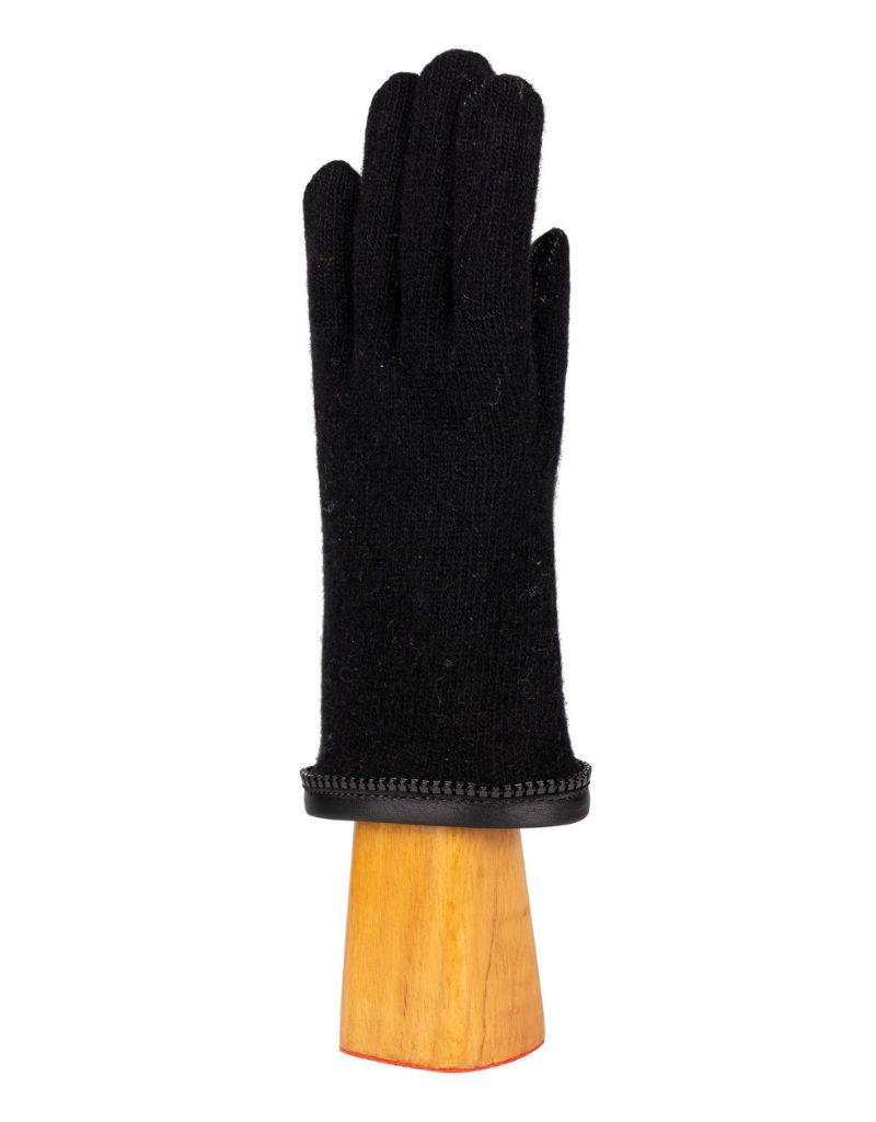 Santacana NST-LC-44 Wool and Cashmere Gloves Leather Piping and Zipper - Negro