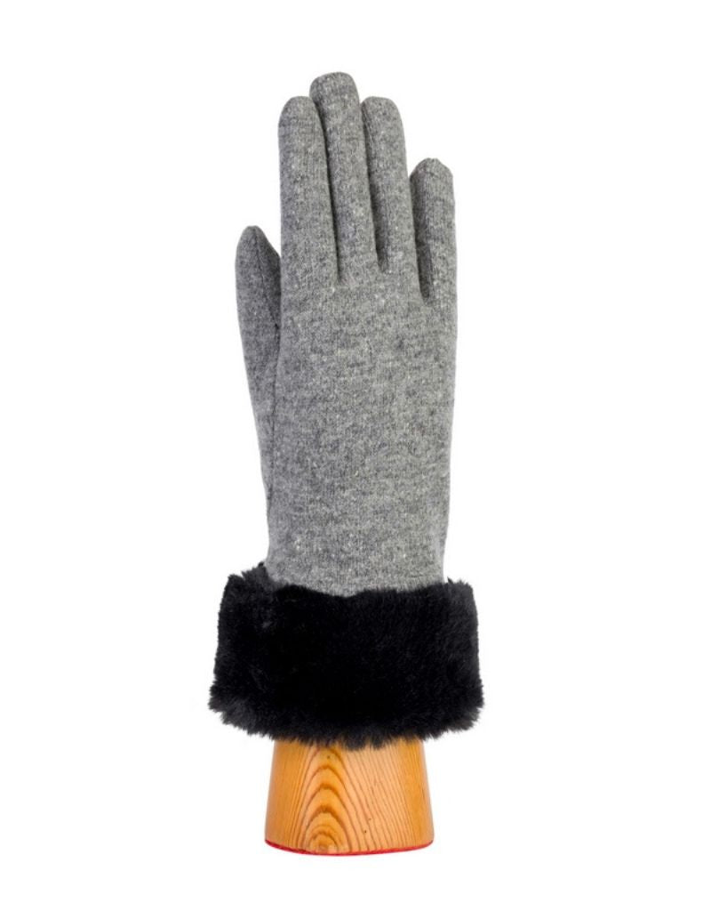 Santacana NST-LKF-21 Wool Cut & Sewn Gloves Faux Fur Cuff Gris