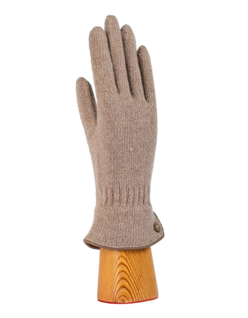 Santacana NST-LN-193 Wool and Angora Gloves Trim and Button Topo