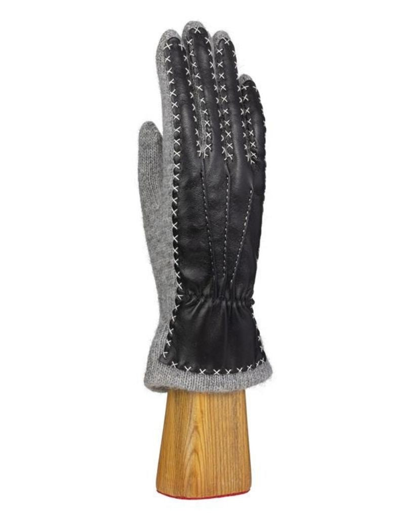 Santacana NST-LN-289 Wool and Angora Knitted gloves Leather Back Gris
