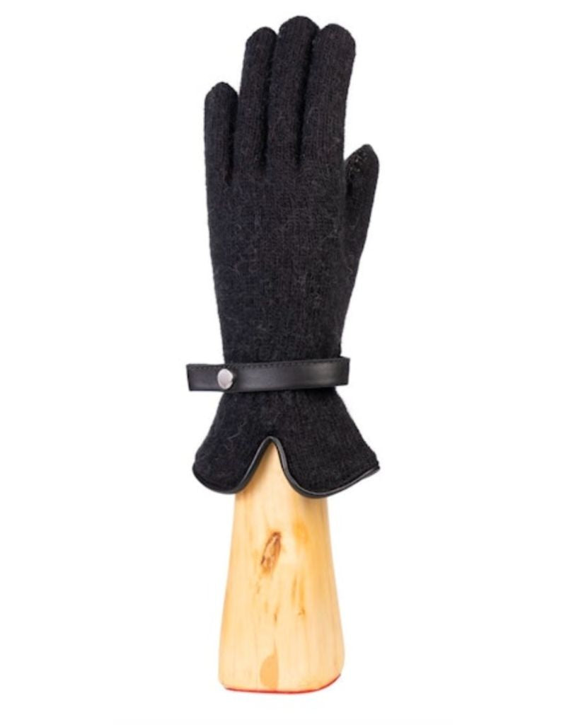 Santacana NST-LN-402 Wool and Angora Gloves Leather Piping Bracelet Pin Negro