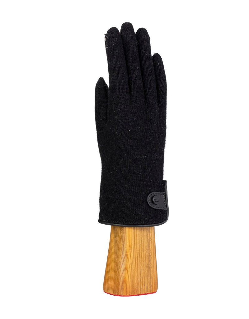 Santacana OST-LC-21 Wool and Cashmere Gloves Leather Trim and Button Negro