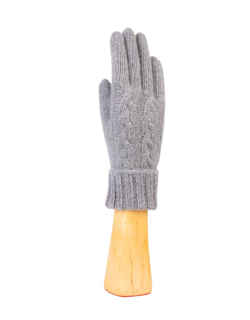 Santacana OST-LC-46 Wool and Cashmere Gloves Braids Ribbed Cuff Gris