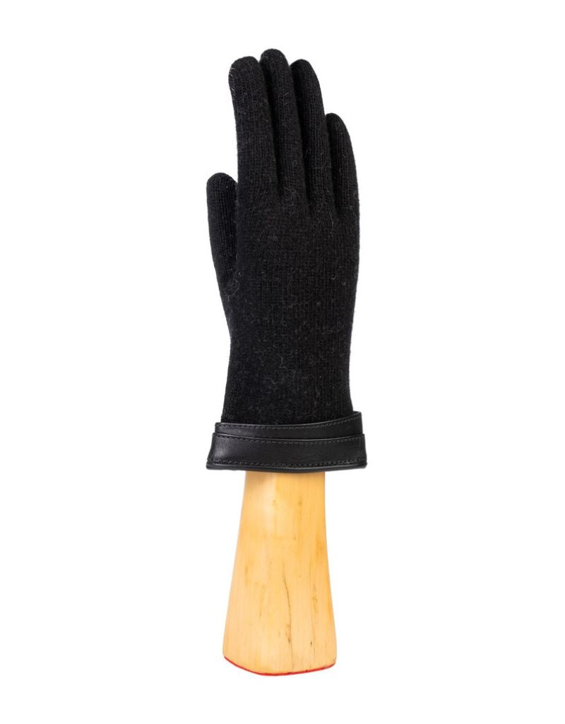 Santacana OST-LC-52 Wool and Cashmere Gloves Double Leather Trim Negro