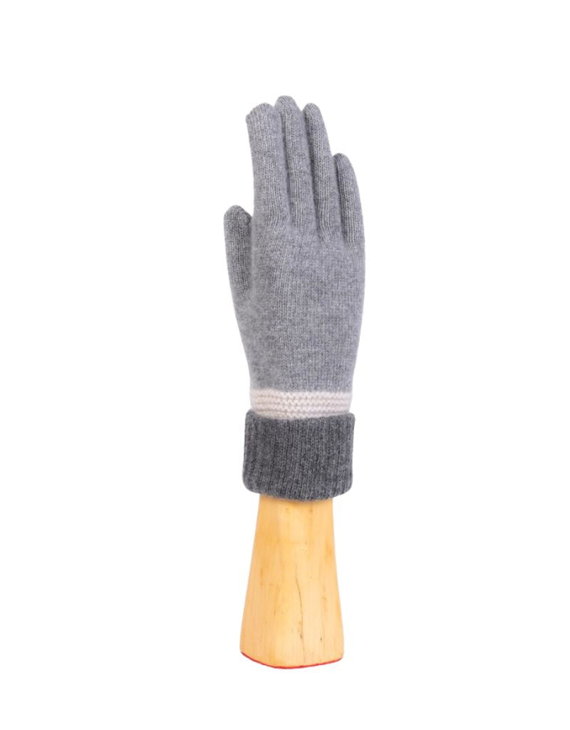 Santacana OST-LC-57 Wool and Cashmere Gloves Trim Tricolor Gris