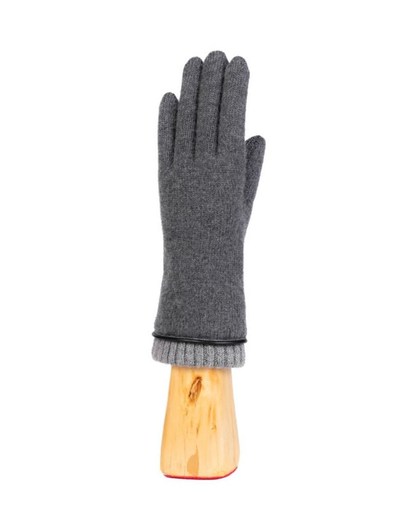 Santacana OST-LC-61 - Wool and Cashmere Gloves Leather Trim and Cuff Marengo