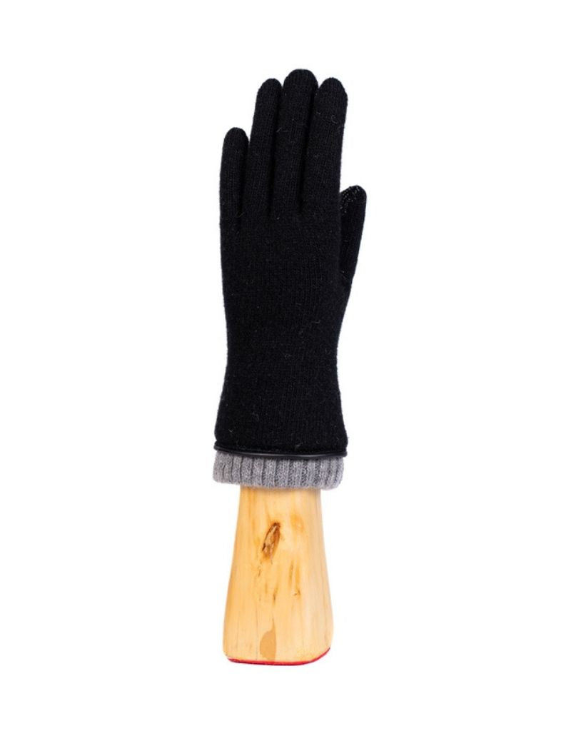 Santacana OST-LC-61 - Wool and Cashmere Gloves Leather Trim and Cuff Negro