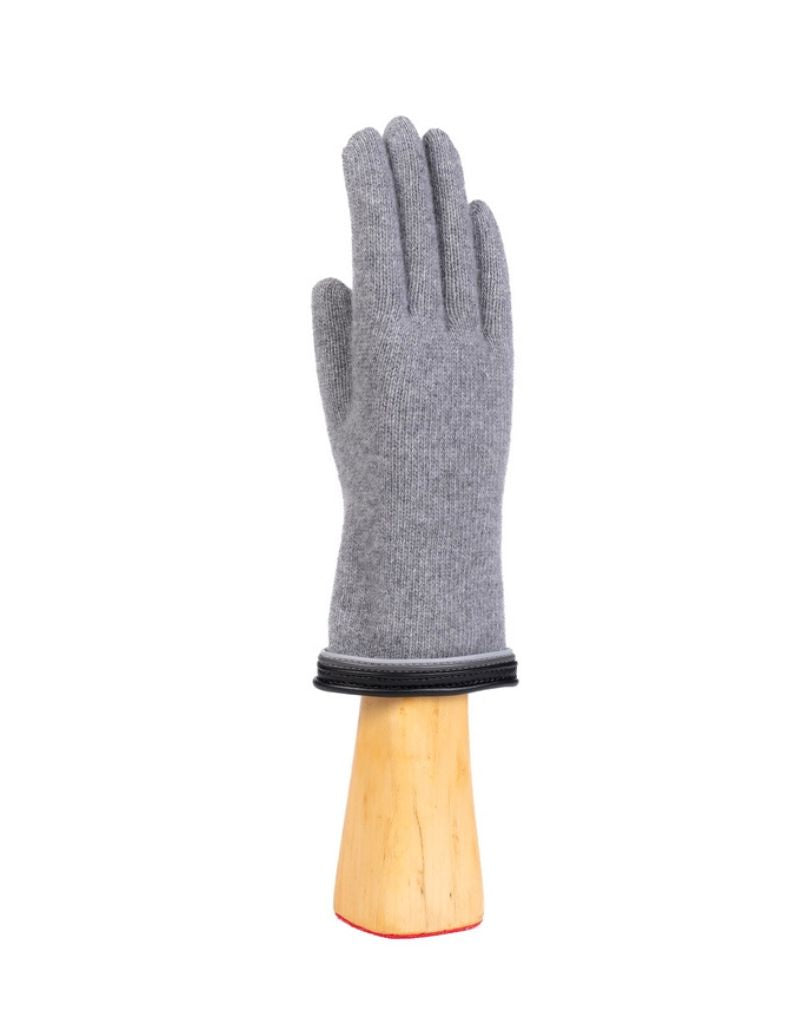 Santacana OST-LC-63 Wool and Cashmere Gloves Triple Leather Trim Gris
