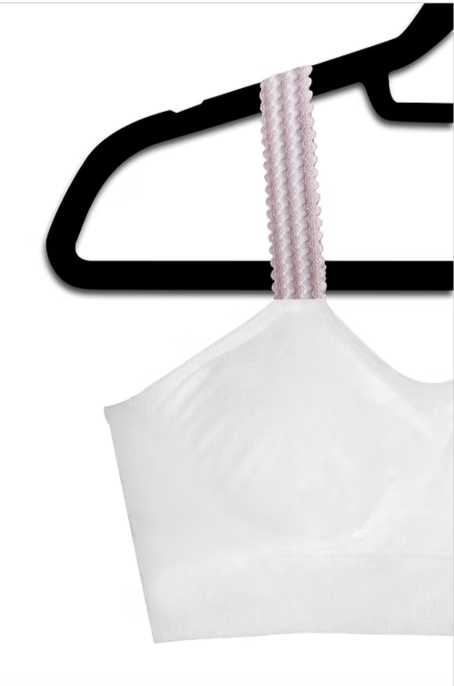 White Bra with Attached Pink and White Strap