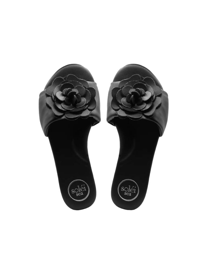 Solei Sea Dahlie Petal Slide Sandal Black