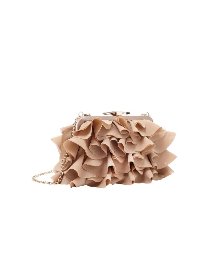 Sondra Roberts Chiffon Ruffled Clutch SRB-1291 Champagne
