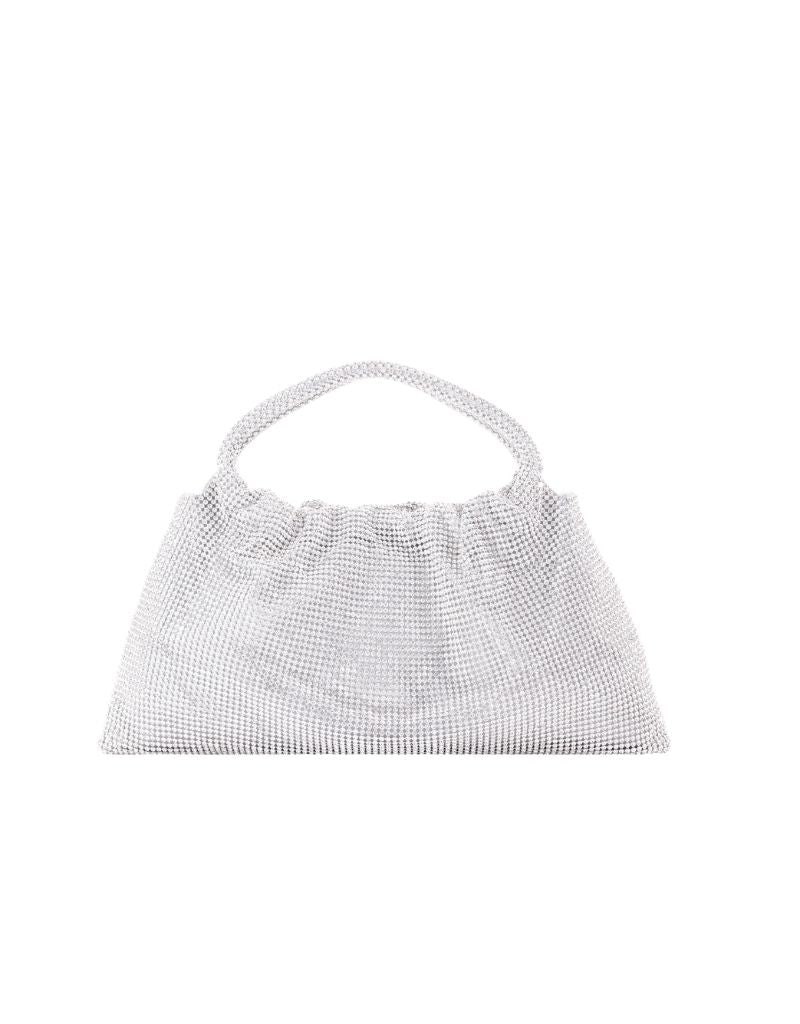 Sondra Roberts Rhinestone Shoulder Bag with Magnetic Snap Closure SRB-E3994 Silver