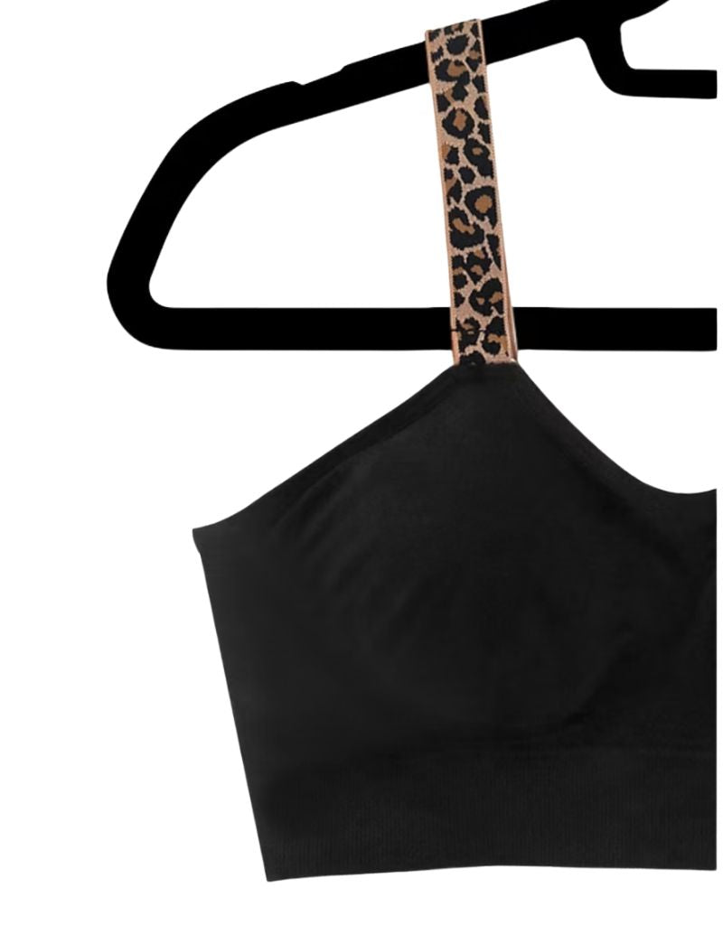 Strap-Its Black Bra Attached Strap Champagne Leopard