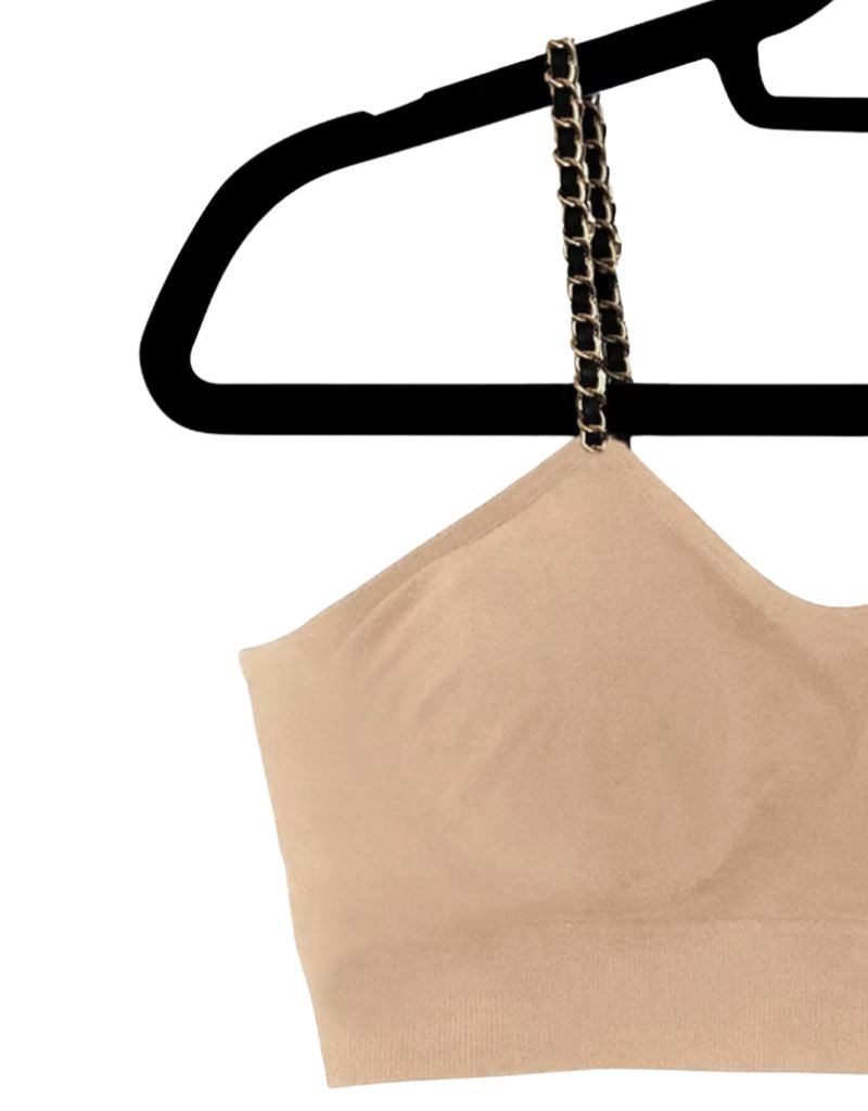 Strap-Its Nude Bra with Interchangeable Black Gold Chain Strap