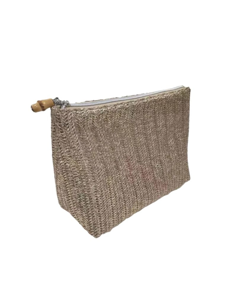 TRVL Clutch Straw Metallic Gold