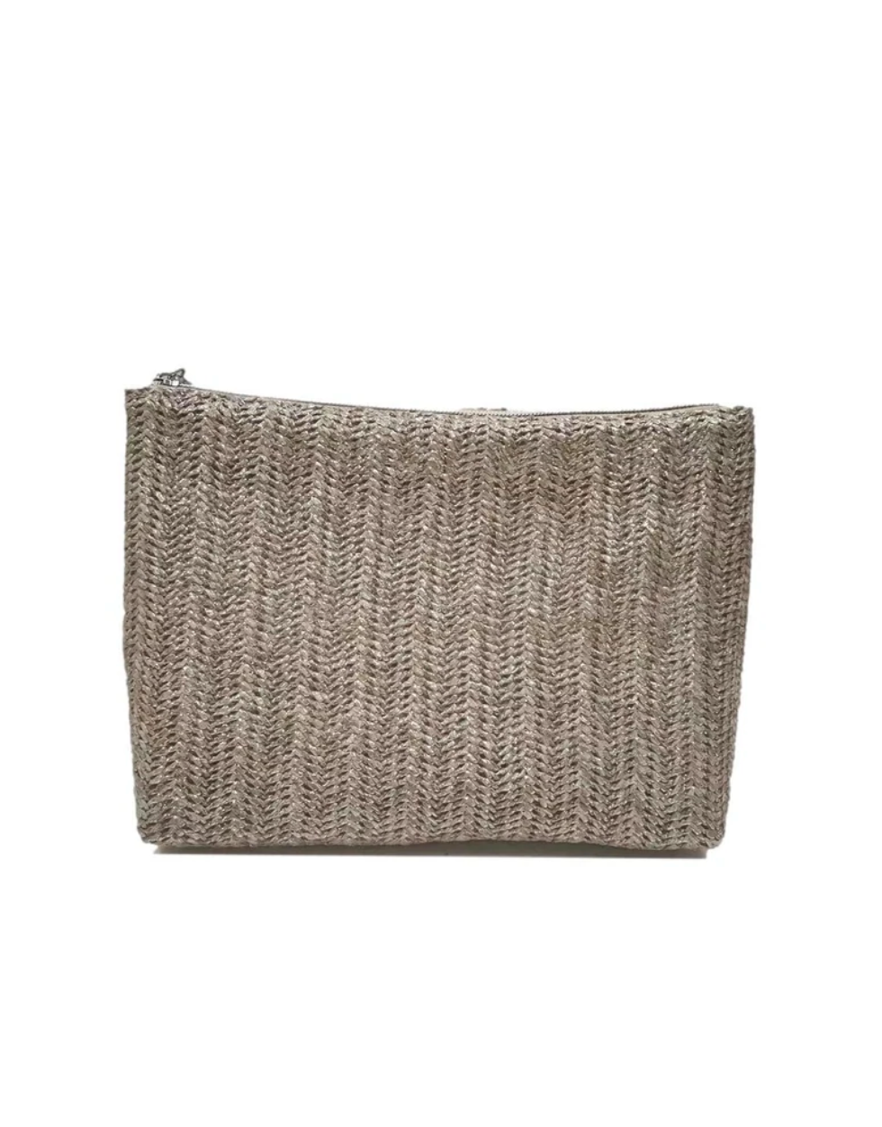 TRVL Clutch Straw Metallic Silver