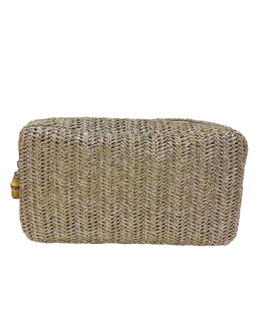TRVL Glam Bag Straw Metallic Silver