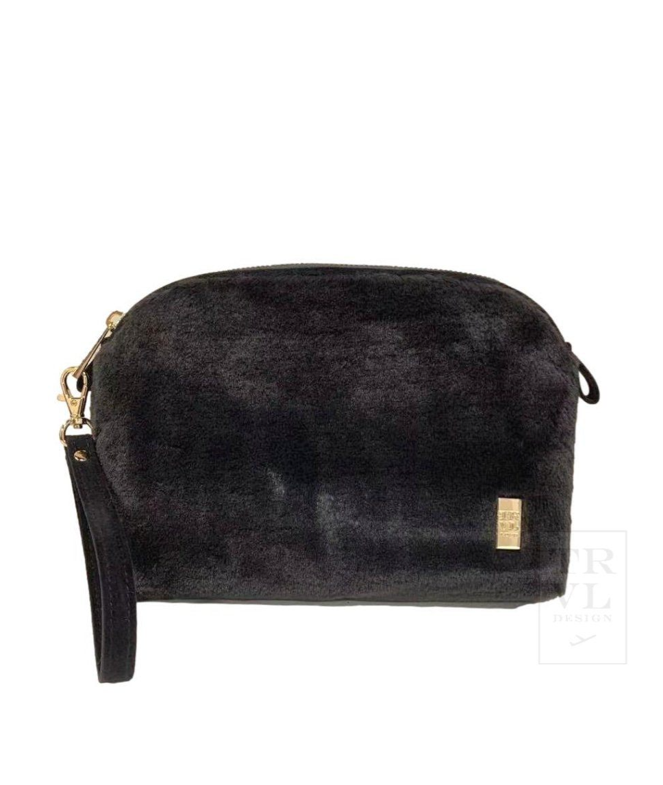 TRVL Luxe Faux Fur Dome Clutch Slate