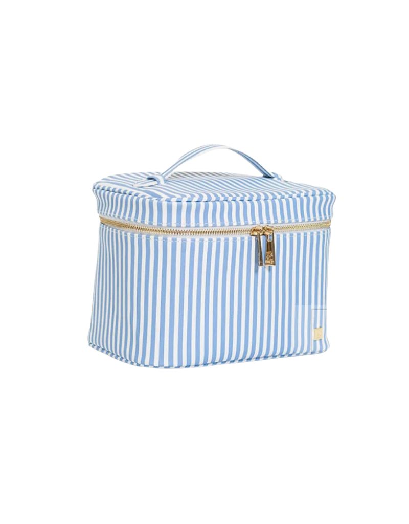 TRVL Luxe Vanity Train Case Pimlico Stripe Chambray