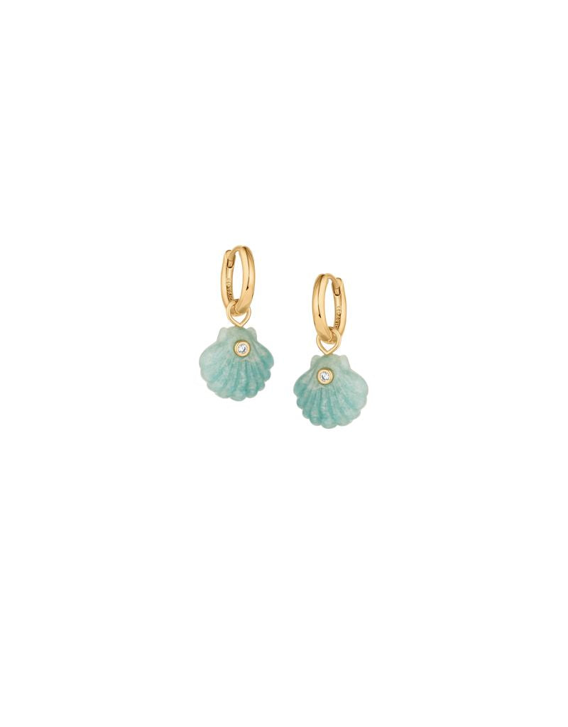 Thatch Coquille Amazonite Hoop Earrings