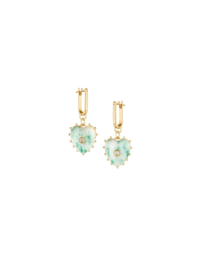 Thatch Isabel Green Dot Heart Earrings
