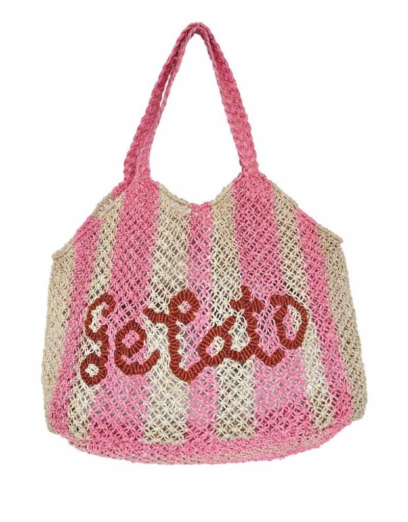 The Jacksons Drew Gelato Bag in Rose and Natural Stripe Ginger