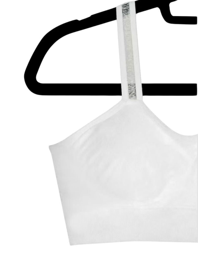 White Bra with Attached White Sheer Strap