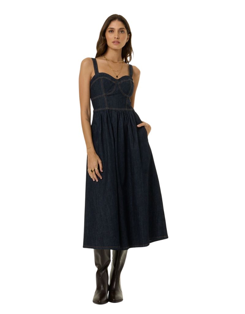 Young Fabulous and Broke | Devin Denim Dress Dark Indigo
