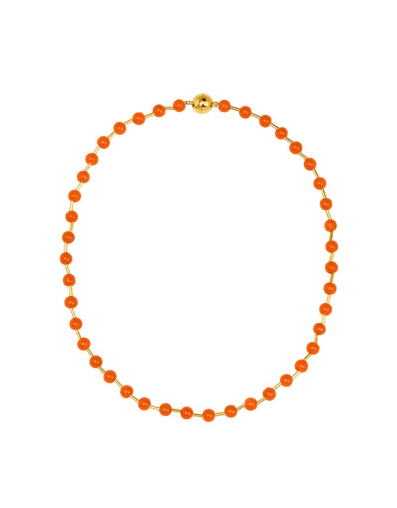 Zenzii N2959 Orange Glass Bead Magnet Short Necklace