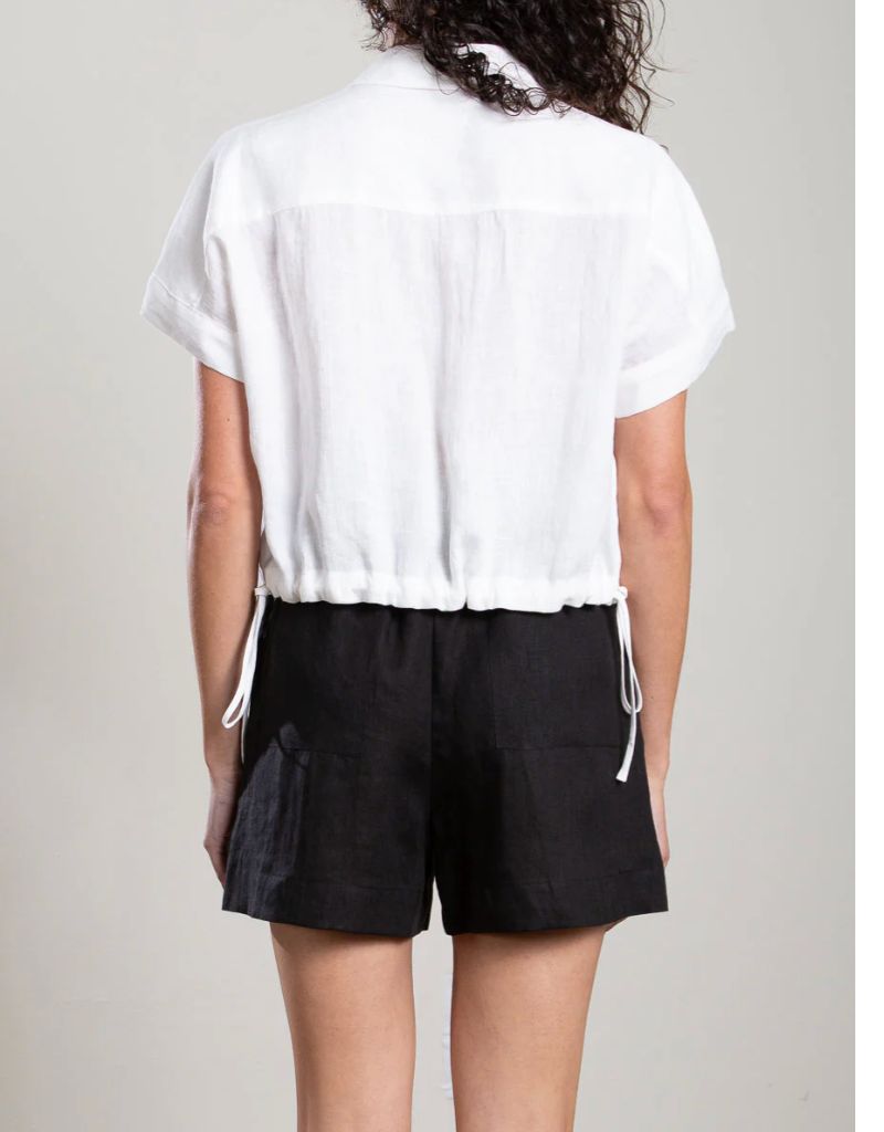 Zoey Shirt in French Linen White