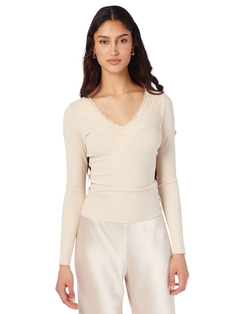 Rooney Rib Knit Top Bone F26