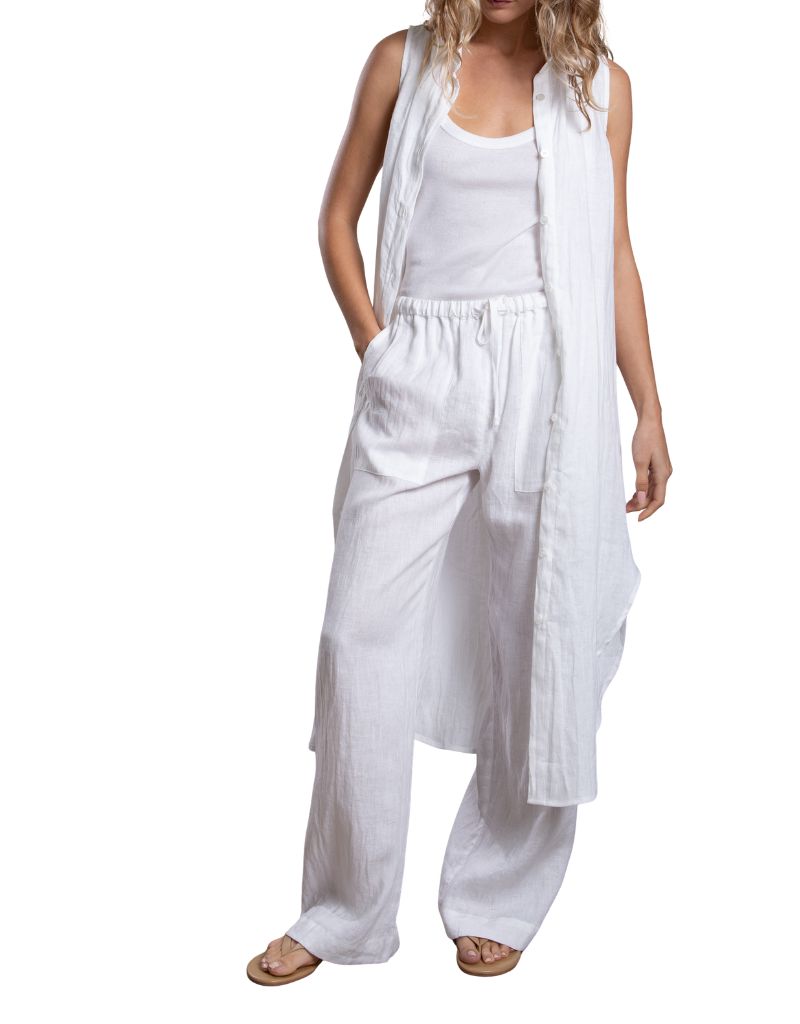 Casey Pant in French Linen White