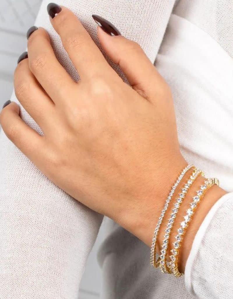 B73486-BRSIL Eden Thin Three Prong Tennis Bracelet 2mm Silver 6.5"