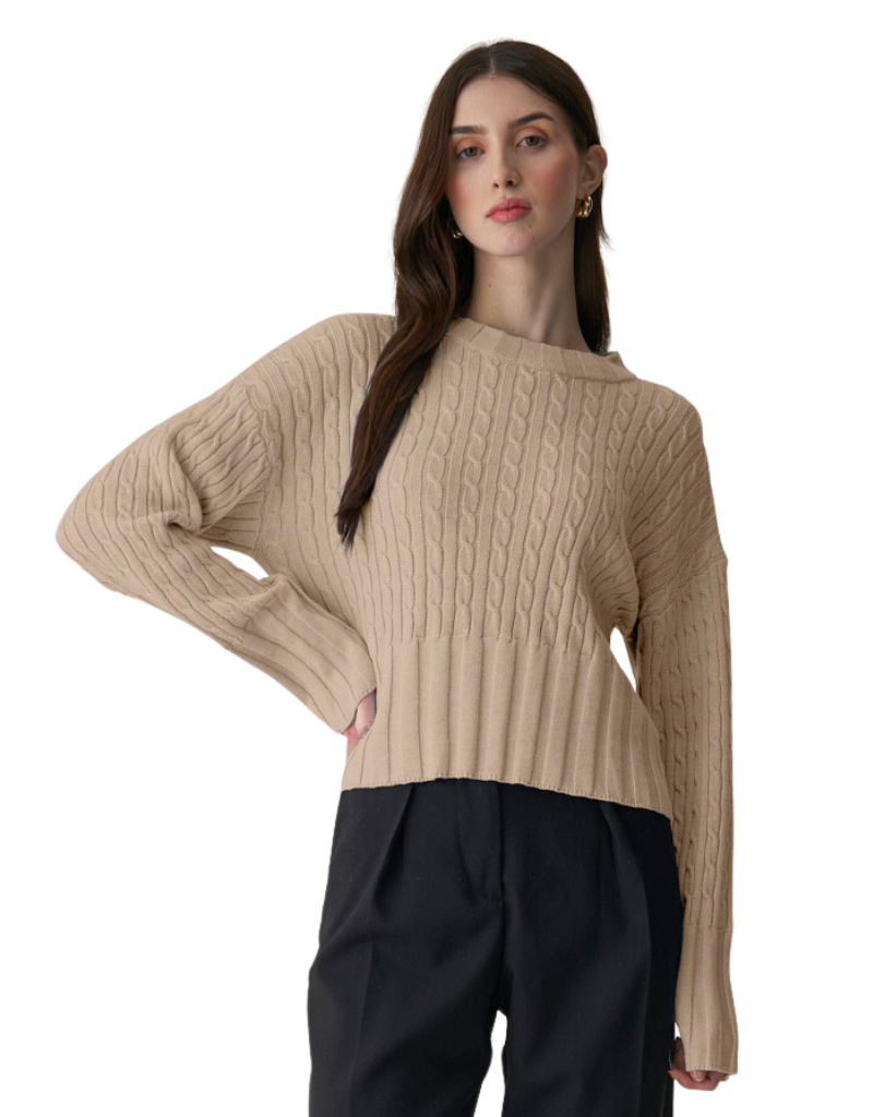 Wispr Thea Cable Crew Crema
