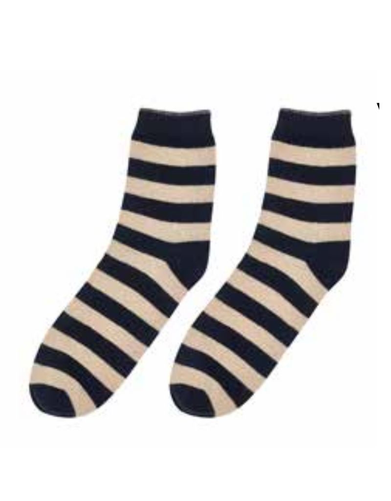 Tipped Stripe Socks Navy Wheat Dark Grey F24