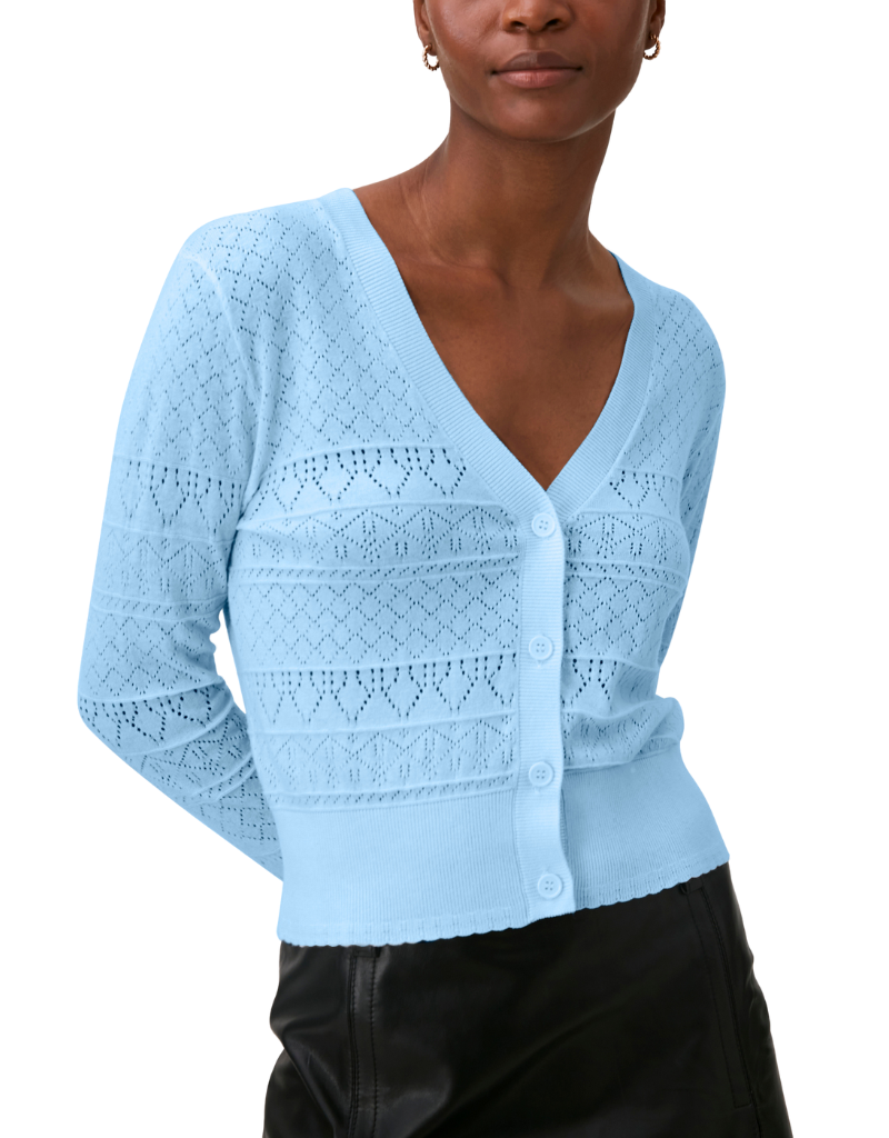Wispr Pointelle Penny V Cardi Frost Blue