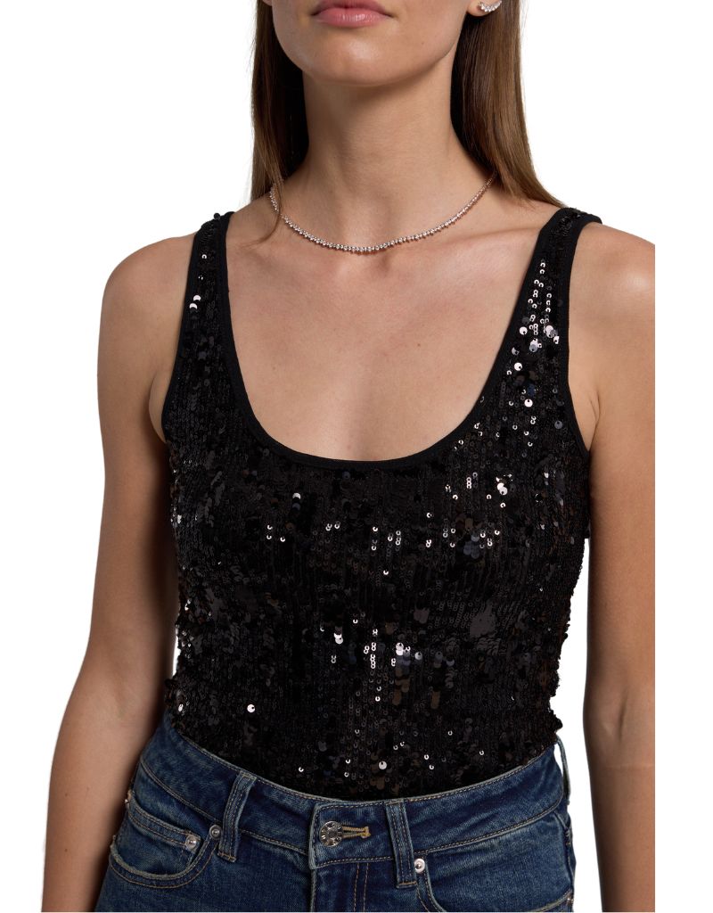 Dina Sequin Bodysuit Black