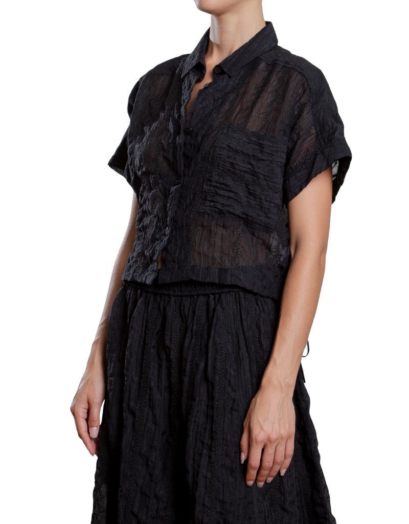 Zoey Shirt in Embroidery Black