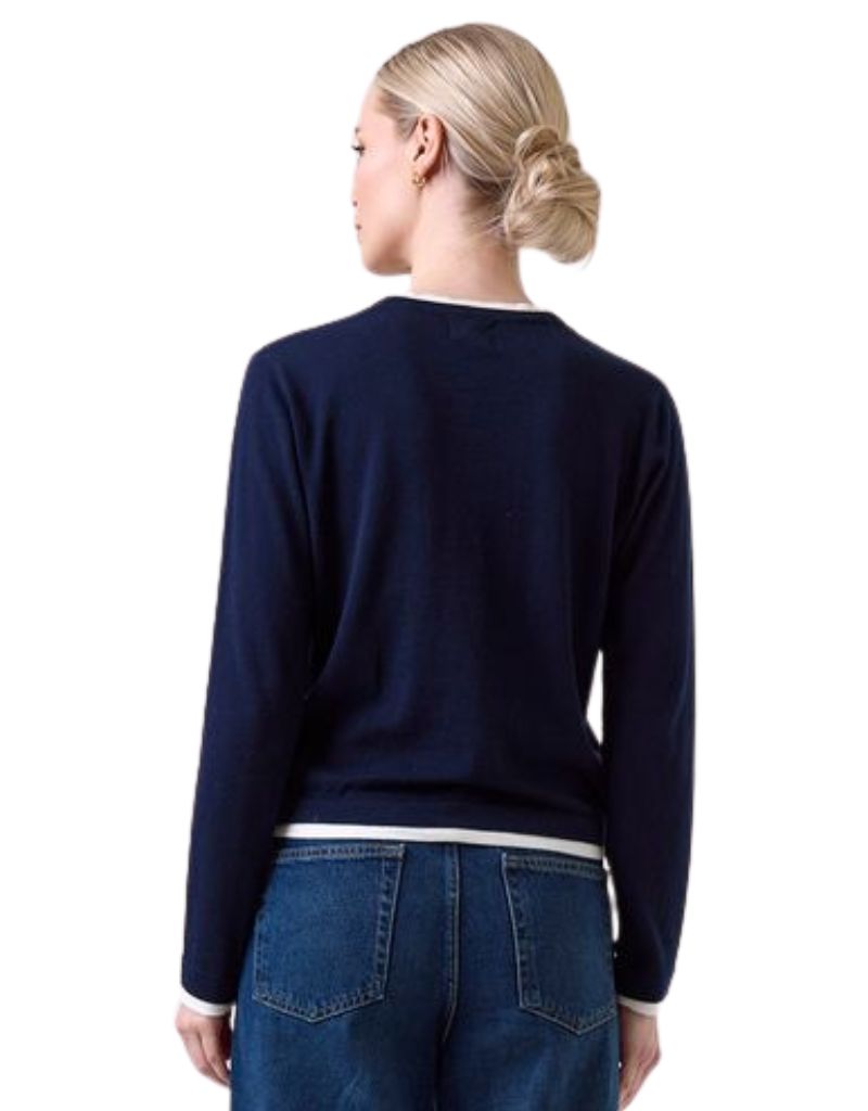 Wispr Double Contrast Trim Crew Navy Ivory
