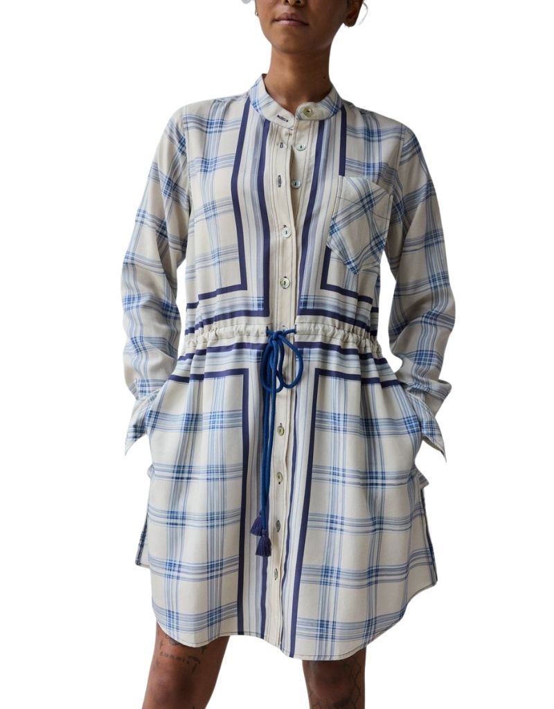 Band Collar Mini Warp Dyed Plaid