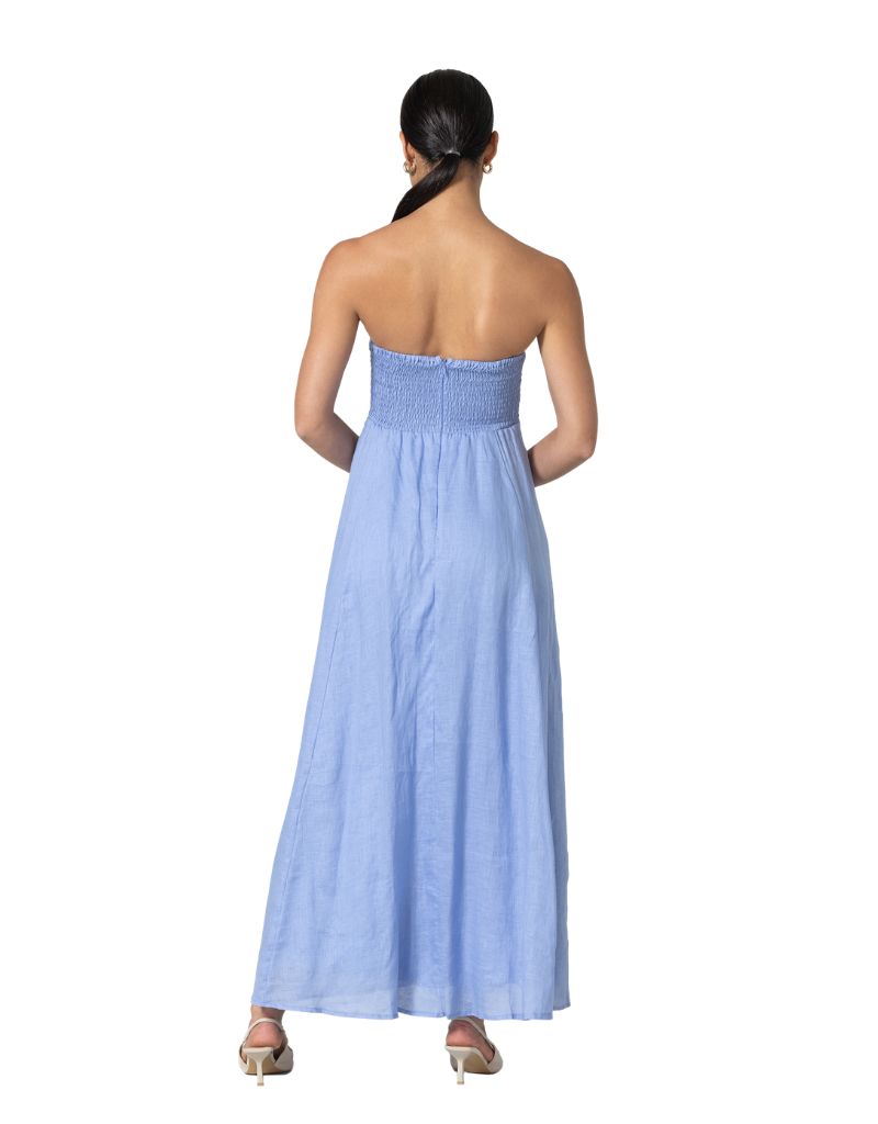 Talia Linen Maxi Dress Sky Blue