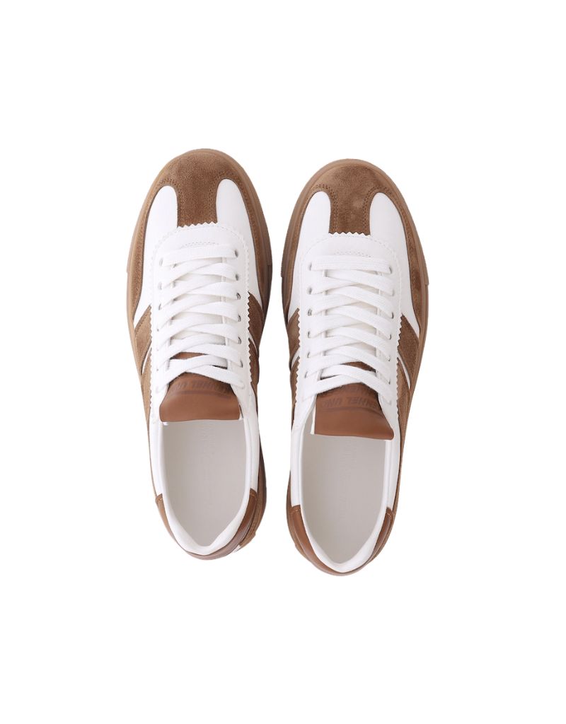 Leni Suede and Leather Sneaker Caramel/Butter/Cognac
