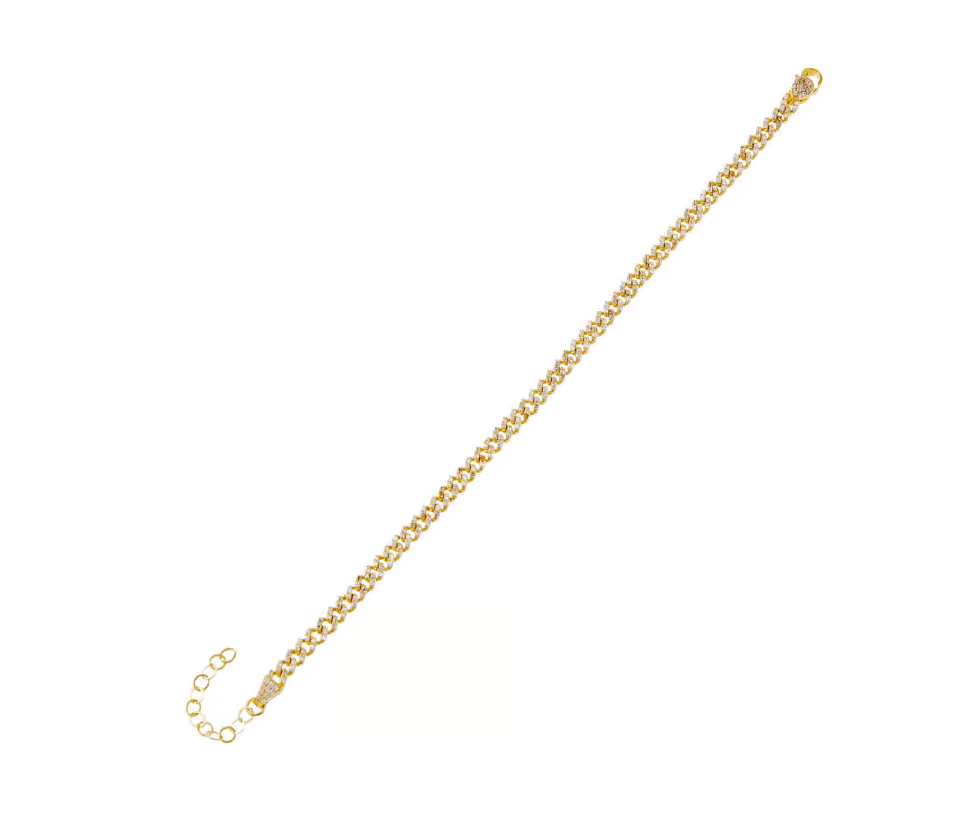 B37564-GLD-501 Baby Pavé Cuban Link Bracelet Gold