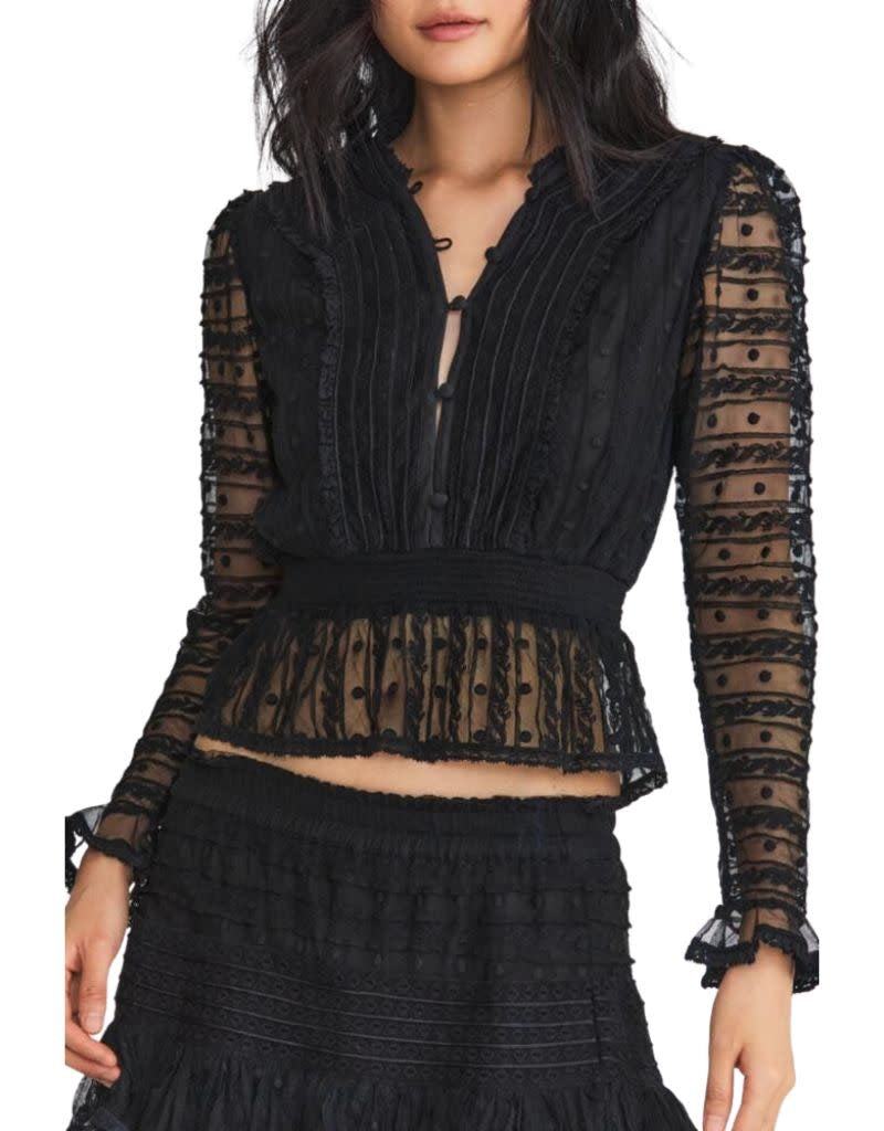 LoveShackFancy Baine Top Black front view