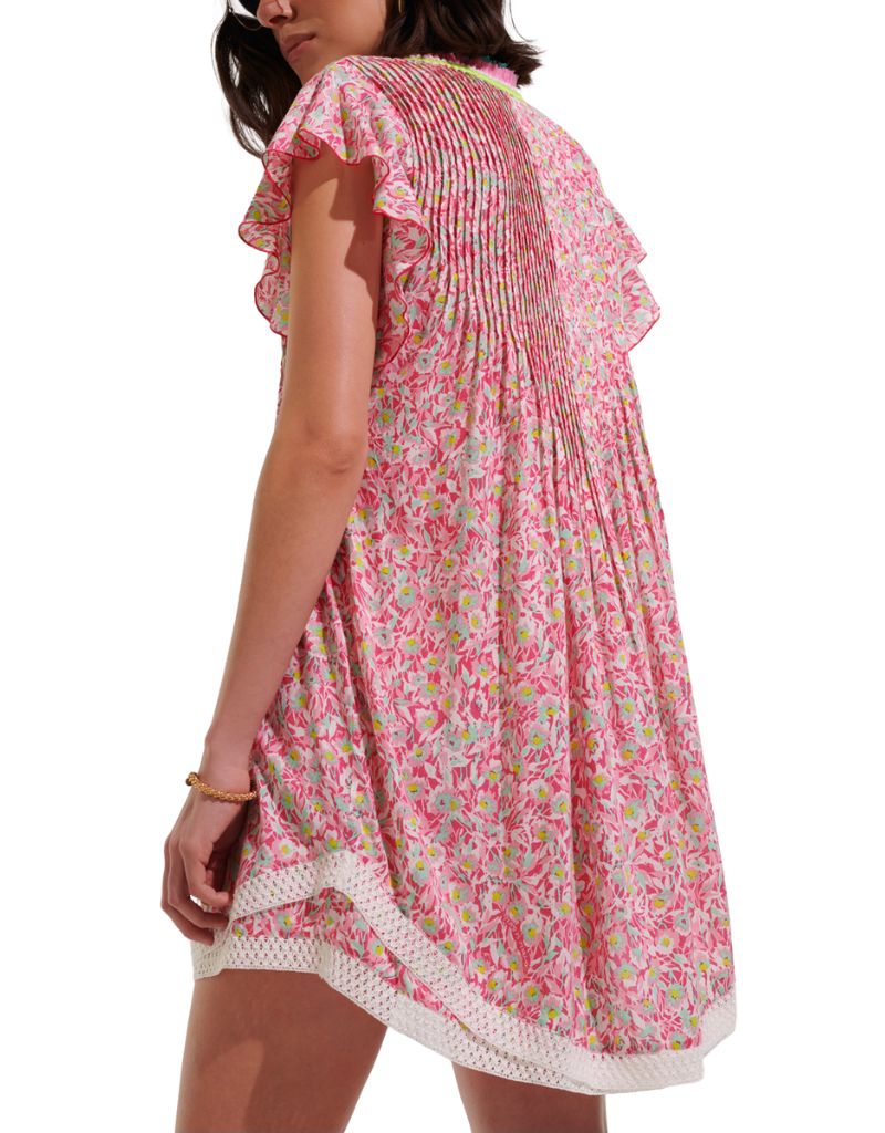 Mini Dress Sasha V Pink Ocean Flowers