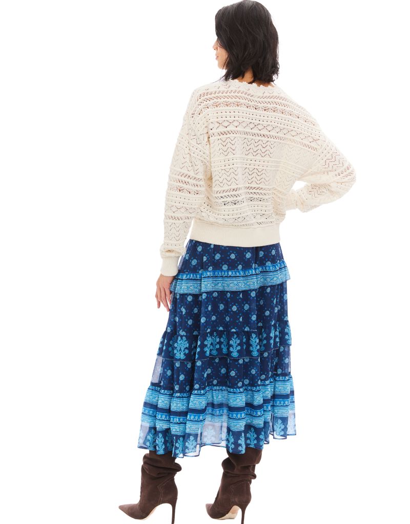 Valerie Midi Skirt Navy Medalion