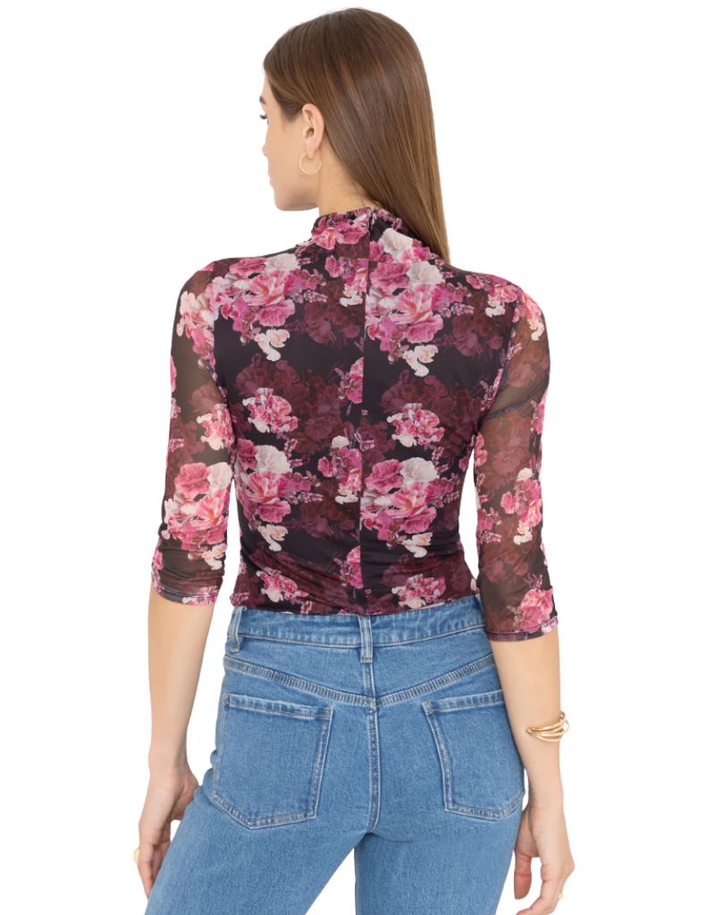 Milo Floral Mesh Bodysuit Burgundy Fluer Multi