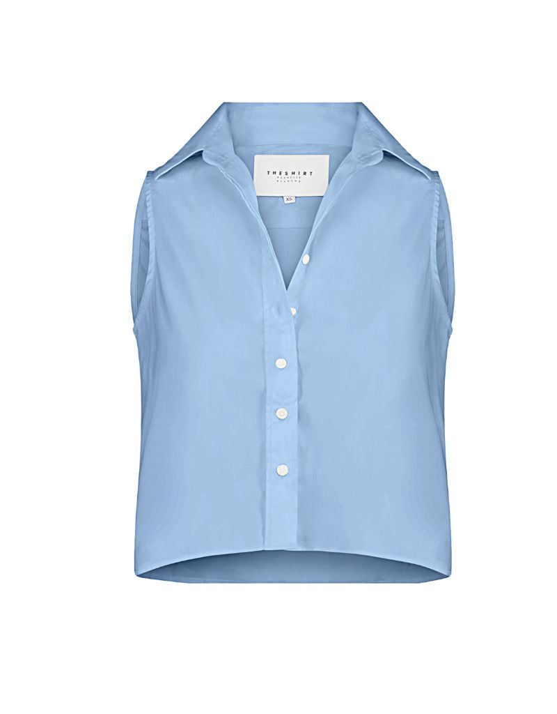 The Boxy Cropped Sleeveless Shirt Light Blue