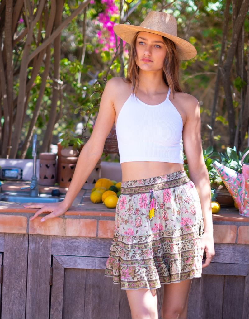 Millie Mini Skirt Mint and Pink Floral 8